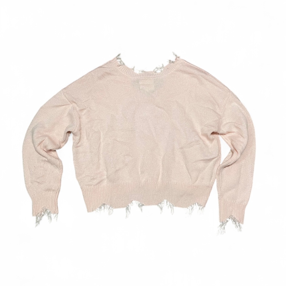 NO COMMENT DISTRESSED 3D CANDY CANE SWEATER - Picture 2 of 3